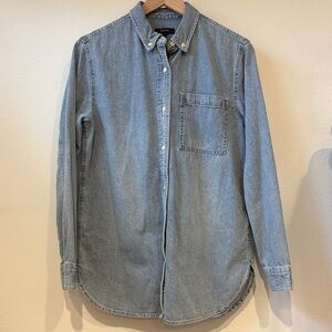 Quince Distressed Denim Oversized Shirt
